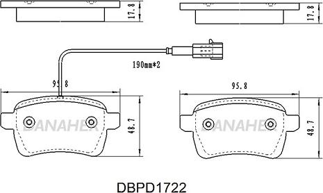 Danaher DBPD1722 - Əyləc altlığı dəsti, əyləc diski furqanavto.az