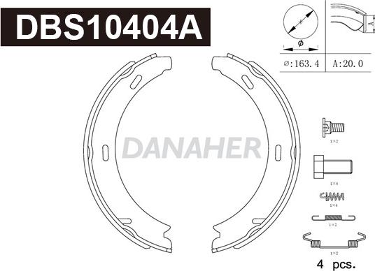 Danaher DBS10404A - Əyləc başlığı dəsti, dayanacaq əyləci furqanavto.az