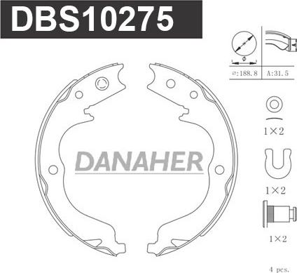 Danaher DBS10275 - Əyləc başlığı dəsti, dayanacaq əyləci furqanavto.az