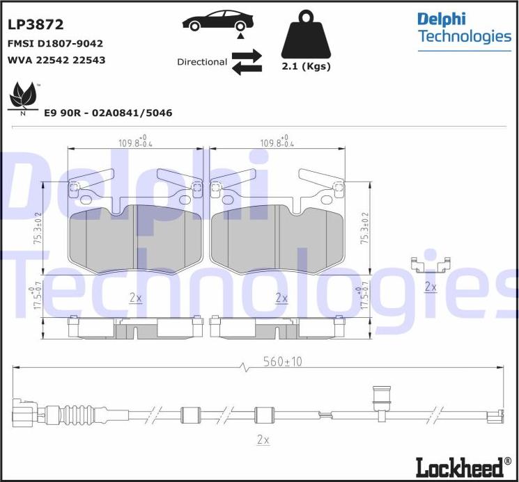 Delphi LP3872 - Əyləc altlığı dəsti, əyləc diski furqanavto.az