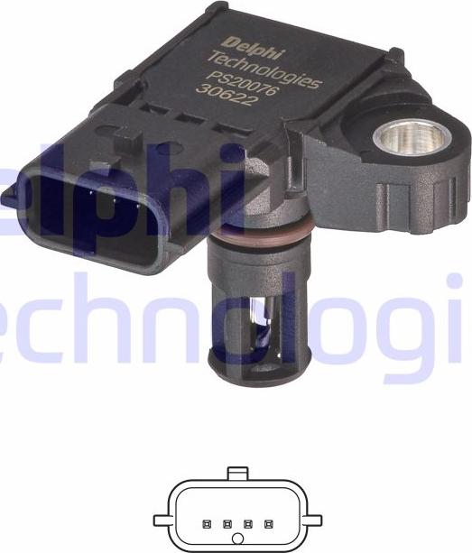 Delphi PS20076-12B1 - Sensor, suqəbuledici manifold təzyiqi www.furqanavto.az