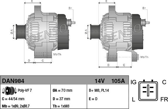 Denso DAN984 - Alternator furqanavto.az