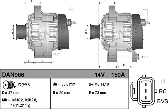 Denso DAN986 - Alternator furqanavto.az