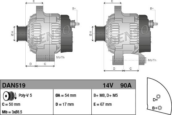 Denso DAN519 - Alternator furqanavto.az