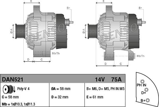 Denso DAN521 - Alternator furqanavto.az