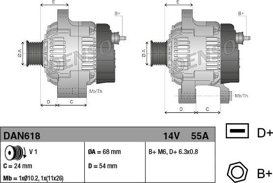 Denso DAN618 - Alternator furqanavto.az