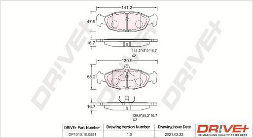 Dr!ve+ DP1010.10.0551 - Əyləc altlığı dəsti, əyləc diski furqanavto.az