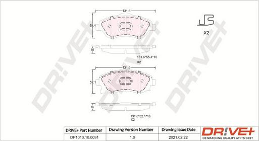 Dr!ve+ DP1010.10.0091 - Əyləc altlığı dəsti, əyləc diski furqanavto.az