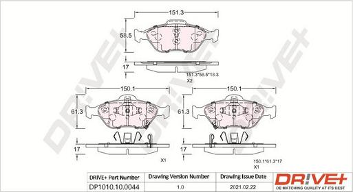 Dr!ve+ DP1010.10.0044 - Əyləc altlığı dəsti, əyləc diski furqanavto.az