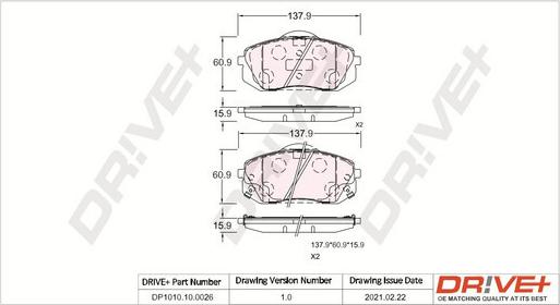 Dr!ve+ DP1010.10.0026 - Əyləc altlığı dəsti, əyləc diski furqanavto.az