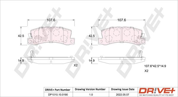 Dr!ve+ DP1010.10.0190 - Əyləc altlığı dəsti, əyləc diski furqanavto.az