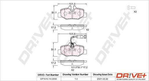 Dr!ve+ DP1010.10.0898 - Əyləc altlığı dəsti, əyləc diski furqanavto.az