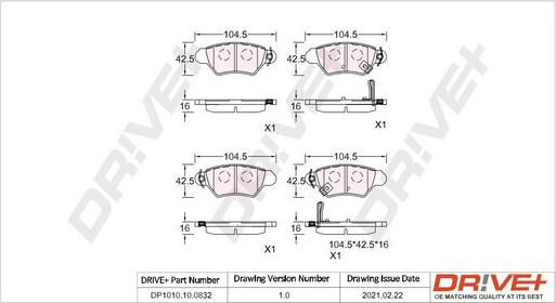 Dr!ve+ DP1010.10.0832 - Əyləc altlığı dəsti, əyləc diski furqanavto.az