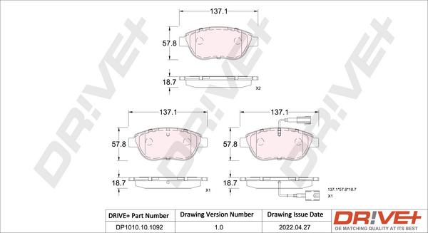 Dr!ve+ DP1010.10.1092 - Əyləc altlığı dəsti, əyləc diski furqanavto.az