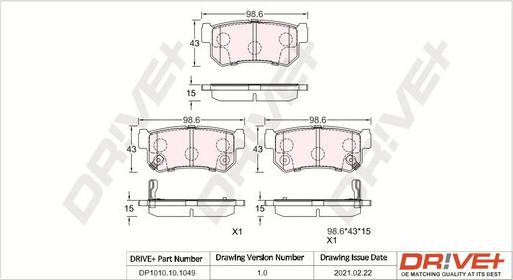 Dr!ve+ DP1010.10.1049 - Əyləc altlığı dəsti, əyləc diski furqanavto.az