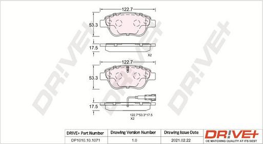 Dr!ve+ DP1010.10.1071 - Əyləc altlığı dəsti, əyləc diski furqanavto.az