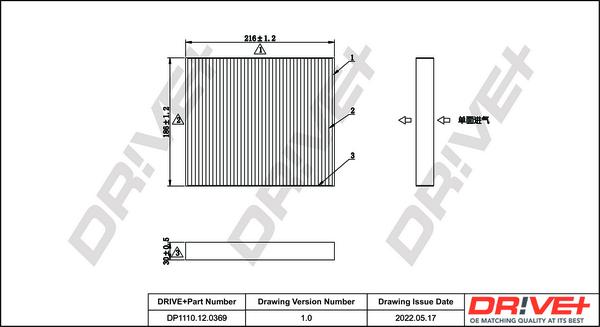 Dr!ve+ DP1110.12.0369 - Filtr, daxili hava furqanavto.az