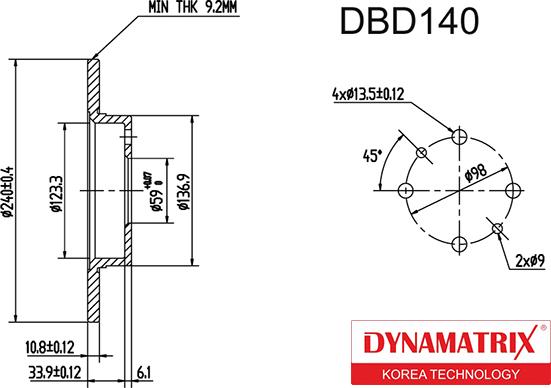 Dynamatrix DBD140 - Əyləc Diski furqanavto.az