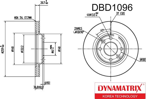 Dynamatrix DBD1096 - Əyləc Diski furqanavto.az