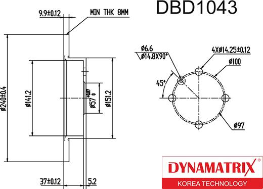 Dynamatrix DBD1043 - Əyləc Diski furqanavto.az