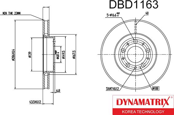 Dynamatrix DBD1163 - Əyləc Diski furqanavto.az