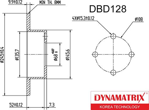 Dynamatrix DBD128 - Əyləc Diski furqanavto.az