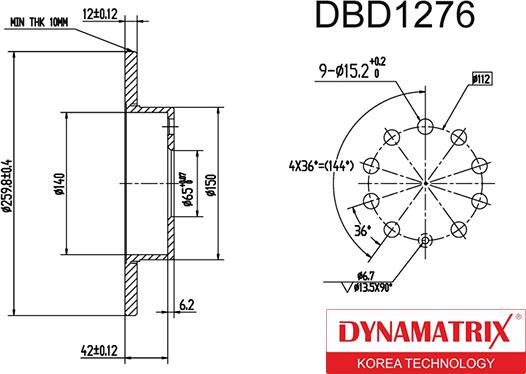 Dynamatrix DBD1276 - Əyləc Diski furqanavto.az