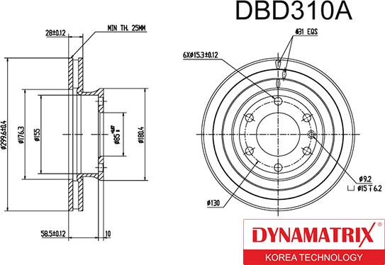 Dynamatrix DBD310A - Əyləc Diski furqanavto.az