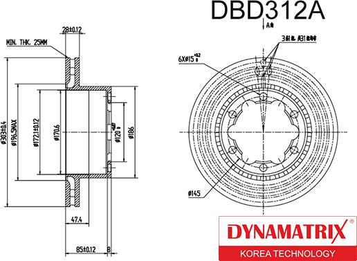 Dynamatrix DBD312A - Əyləc Diski furqanavto.az