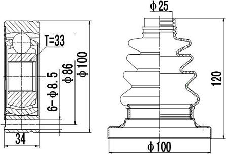 Dynamatrix DCV603006 - Birləşmə dəsti, ötürücü val furqanavto.az