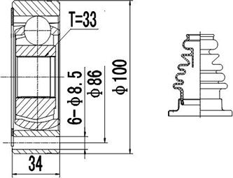 Dynamatrix DCV603003 - Birləşmə dəsti, ötürücü val furqanavto.az