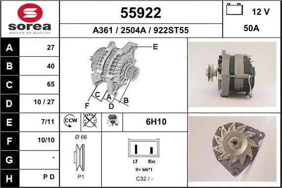 EAI 55922 - Alternator furqanavto.az