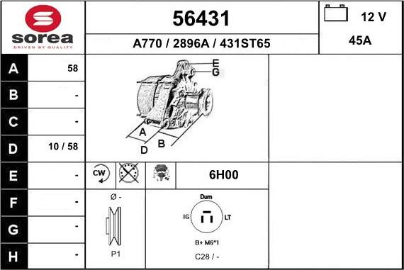 EAI 56431 - Alternator furqanavto.az