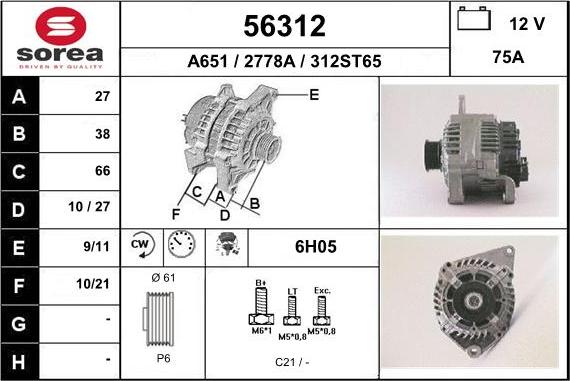 EAI 56312 - Alternator furqanavto.az