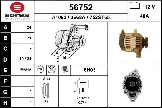 EAI 56752 - Alternator furqanavto.az