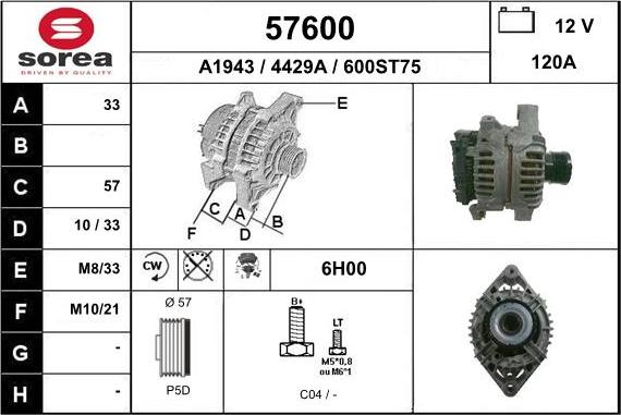 EAI 57600 - Alternator furqanavto.az