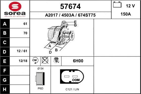 EAI 57674 - Alternator furqanavto.az