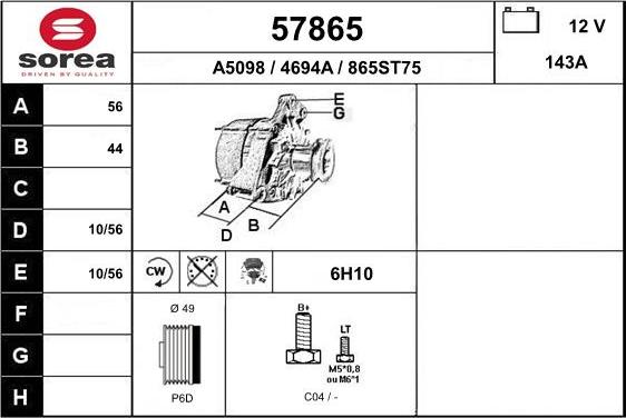 EAI 57865 - Alternator furqanavto.az