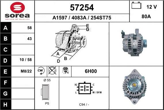 EAI 57254 - Alternator furqanavto.az