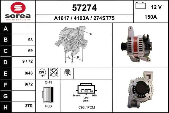 EAI 57274 - Alternator furqanavto.az