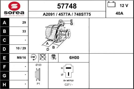 EAI 57748 - Alternator furqanavto.az