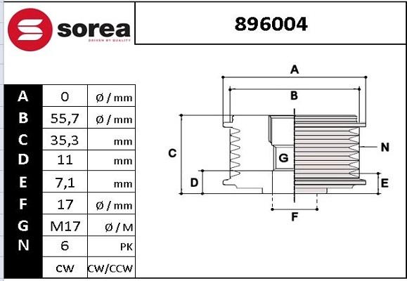 EAI 896004 - Kasnak, alternator, sərbəst dönərli mufta furqanavto.az