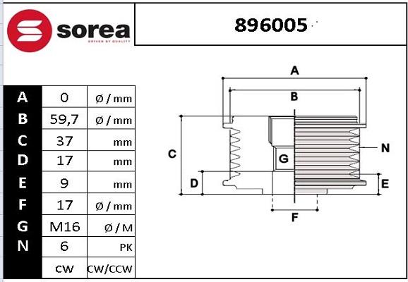 EAI 896005 - Kasnak, alternator, sərbəst dönərli mufta furqanavto.az