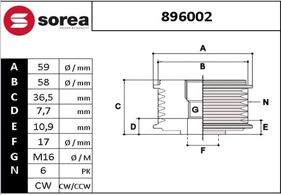 EAI 896002 - Kasnak, alternator, sərbəst dönərli mufta furqanavto.az