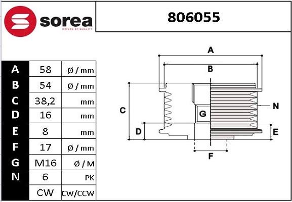 EAI 806055 - Kasnak, alternator, sərbəst dönərli mufta furqanavto.az