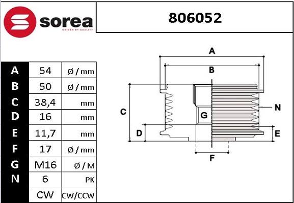 EAI 806052 - Kasnak, alternator, sərbəst dönərli mufta furqanavto.az