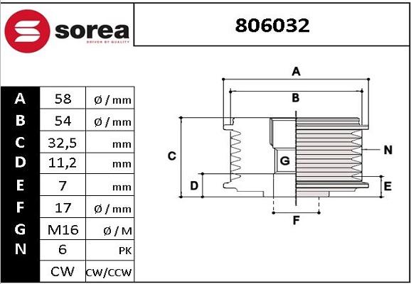 EAI 806032 - Kasnak, alternator, sərbəst dönərli mufta furqanavto.az