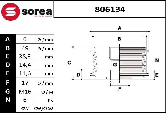 EAI 806134 - Kasnak, alternator, sərbəst dönərli mufta furqanavto.az