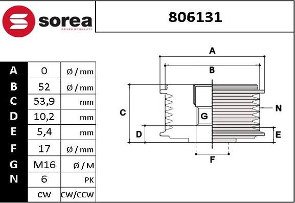 EAI 806131 - Kasnak, alternator, sərbəst dönərli mufta furqanavto.az