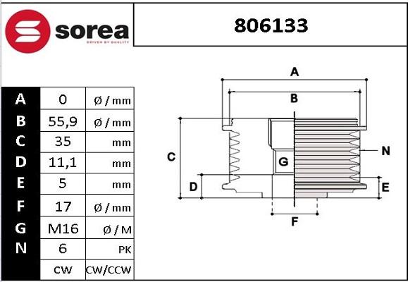 EAI 806133 - Kasnak, alternator, sərbəst dönərli mufta furqanavto.az